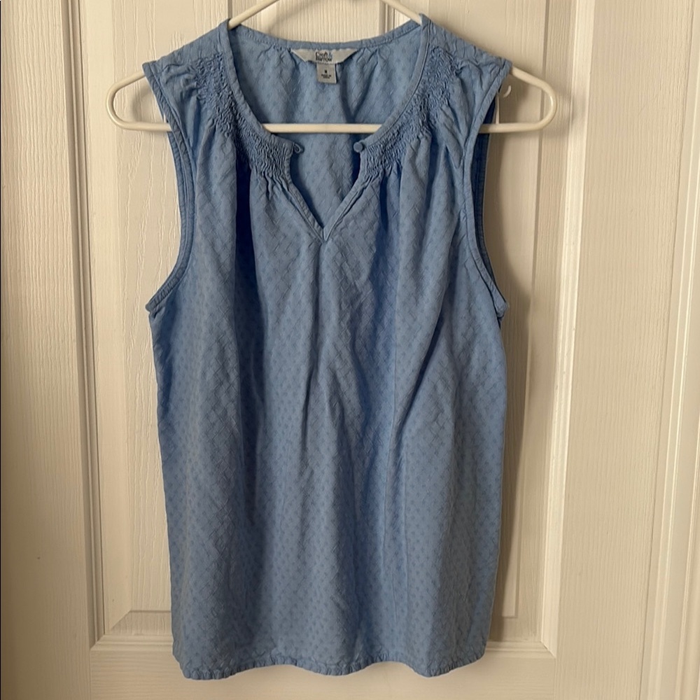 Croft & Barrow Blue Ruched Sleeveless Tank Top
